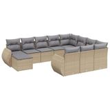 vidaXL Loungeset 11-delig avec coussins polyrotin beige