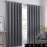 Fusion Strata Geweven Gordijn met Oogjes, Houtskool, 229 x 274 cm, 100% Polyester