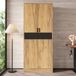 OKWISH Hoge Kast – Archiefkast Met Verstelbare Planken – Voor Kantoor, Woonkamer En Hal – Eikenlook Zwart – 60 X 35 X 160 Cm