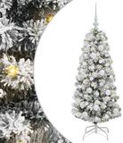 vidaXL Kunstmatige Inklapbare Kerstboom 150 LED's Groen en Wit 120 cm