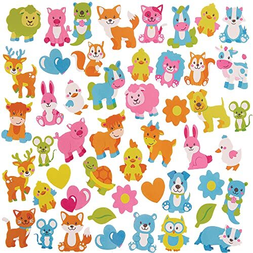 Baker Ross FX546 Lente Baby Dieren Schuim Stickers - Set van 200, Stickers voor Kinderen Kunst en Knutselen