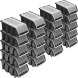 Merkloos / Sans marque Wan GmbH Set van 20 Stapelboxen met Deksel – 155x100x70 mm – Zwarte Opbergdozen voor Efficiënte Opslag