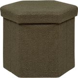 Atmosphera Poef/krukje/Hocker Jako - Opvouwbaar/Opslag box 60L - Olijfgroen - D40 x H38 cm - MDF/polyester