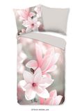 Muller Textiles Pure dekbedovertrek magnolia bloemen - Lits jumeaux 240x220 cm - Roze - Microvezel