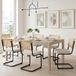 Lot de 6 chaises dossier rotin design mid-century, tissu chenille ivoire et dossier cannage - assise rembourrée, pieds métal - beige
