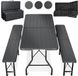 Blumtal Opvouwbare Picknicktafel - Biertafel met banken - Vouwtafel - 8 personen - Campingtafel set - Antraciet - Rattan look
