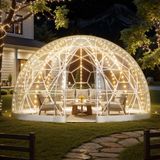 Jardin Tente dôme - Serre dôme géodésique / Tente bulle - 3,6 x 2,2 m - Pour 4-7 personnes - PVC - Avec fenêtre - Transparent