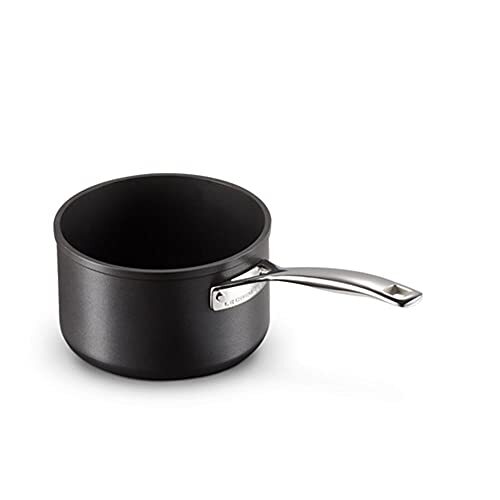 Le Creuset Open steelpan met antiaanbaklaag, 18 cm, voor alle soorten kookplaten en ovens, Zwart, 51108180010002