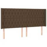 vidaXL Hoofdbord met randen Donkerbruin 203x16x118/128 cm Stof