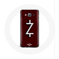 Maniacase Hoesje voor Samsung Galaxy J3 Ozark Seizoen 4 Z Logo Wit Rode Achtergrond