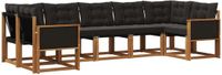 vidaXL Hoek loungeset 7-delig Naturel en Zwart Acacia Hout