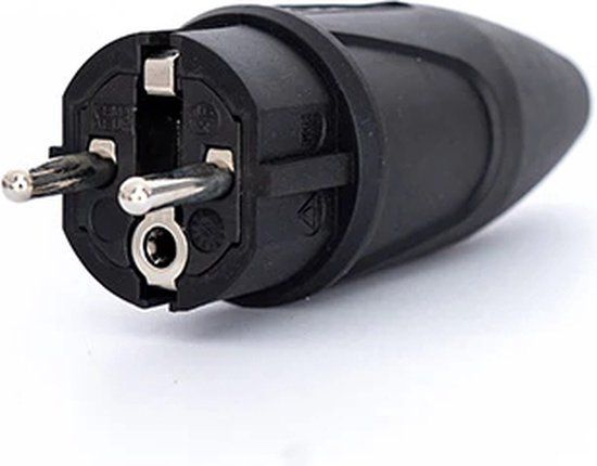 Power Solid stekker rubber IP44 zwart (PWS16R)