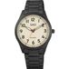 Q&Q Montre homme Modèle Q76B-002PY Acier noir Cadran sable 5 ATM Étanche Diamètre 39 mm
