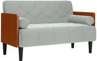 vidaXL Loveseat bank met bolsters kussens lichtgrijs 110 cm fluweel