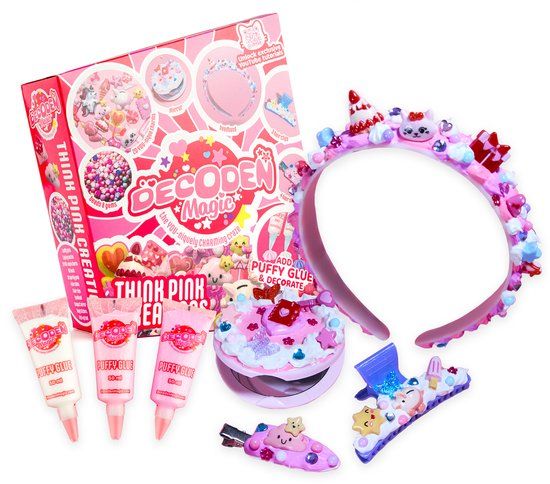 Gear2Play Decoden Magic - Deluxe: Think Pink Creations - Haaraccessoires Knutselset - Puffylijm, kralen en bedels