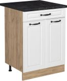 Vicco Keukenonderkast R-Line, Wit landelijk/Goudkleurig Eiken, 60 cm met lade antraciet werkblad