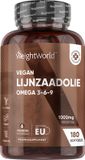 WeightWorld Lijnzaadolie capsules - 1000 mg - Rijk aan vegan omega 3, 6 en 9-vetzuren - 180 softgel capsules voor 6 maanden voorraad