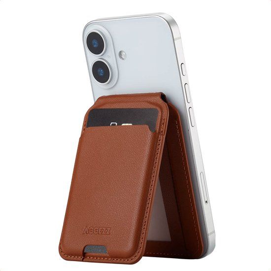 Accezz Leren Pasjeshouder met Standaard - Wallet Kaarthouder - Sienna Brown