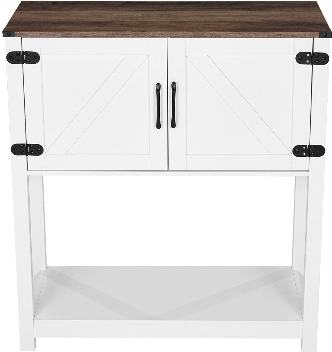 VEVOR Koffiebarkast, 80 x 35 x 88 cm, koffiebarkast met opbergruimte op 3 niveaus, salontafel met magnetische deuren, dressoir voor eetkamer, keuken, entree, woonkamer, bruin en wit