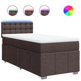 vidaXL Boxspringbed met matras, donkerbruin, 100x200 cm, met stoffen bekleding