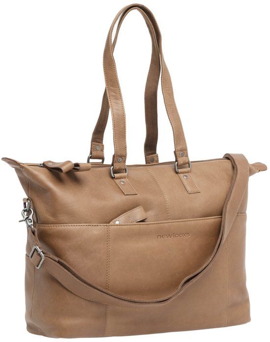 New Looxs Verla Fietstas - 21L - Cognac - Leder - 15 inch Laptopvak