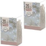 Merkloos Kerstverlichting - 8x - lichtsnoer - 20 led lampjes - helder wit - 2 meter - batterij