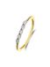 Lucardi Dames 14 karaat geelgouden ring met 5 diamanten 0,05 ct