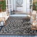 Safavieh Hedendaags tapijt voor woonkamer, eetkamer, slaapkamer, courtyard collectie, korte pool, zwart en zand, 201 x 201 cm