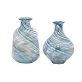 Deco 79 Glazen handgemaakte geblazen vaas, set van 2 7" W, 10" H, blauw