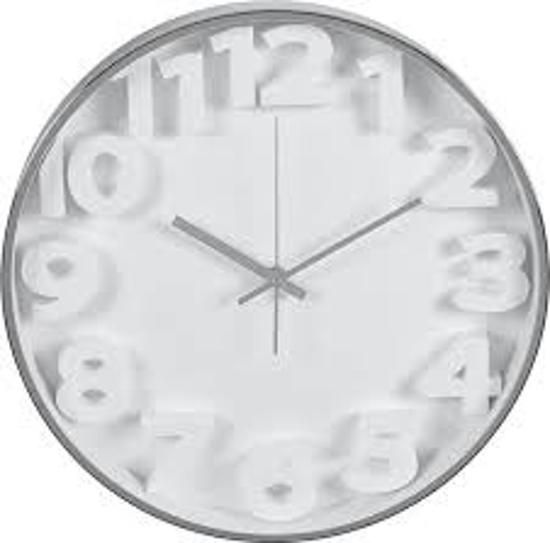 Quality Ties Wandklok - Ronde Klok - 3D Klok - Wit / Zilver - 35cm - Quality Time