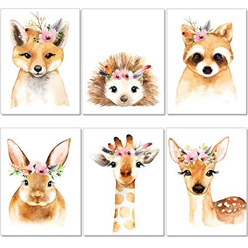 artpin artpin® Set van 6 posters kinderkamer - A4 afbeeldingen babykamer - boho decoratie meisjes wandafbeeldingen P39