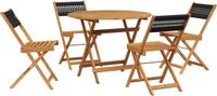 vidaXL 5-delige tuinset, polypropyleen en massief hout, zwart