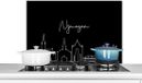 KitchenYeah Spatscherm keuken 80x55 cm - Nijmegen Line art - Zwart wit - Aluminium