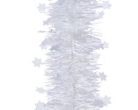 Ksd Decoris Kerstslinger - sterren - wit - 270 x 10 cm - lametta/folie - kerstboomslinger