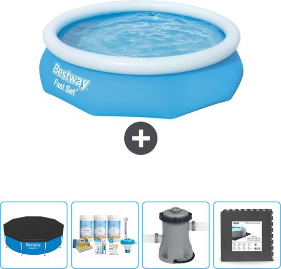 Bestway Fast Set Zwembad - 305 x 76 cm - Rond - Blauw - Inclusief Accessoires