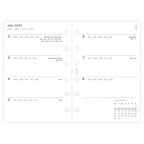 Filofax Pocket Minimal Week op twee pagina's 2023 Dagboek, Wit (23-68290)