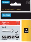 DYMO Rhino Vinyl Labels - 12mm x 5.5m - White on Red