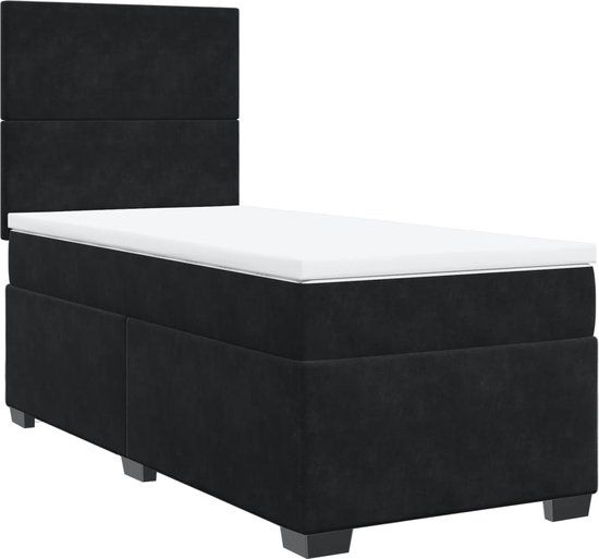vidaXL Boxspring met matras fluweel zwart 90x190 cm