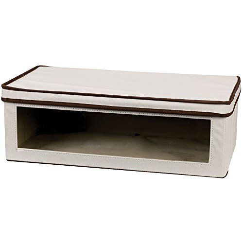 Household Essentials Vision Natural Canvas Storage Box - Brown Trim - Large - Ecru