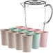 Jja Showroom And Head Office Stevige sapkan/water/schenkkan karaf met deksel 2 liter set met 12x kunststof multicolor drinkglazen 360 ml