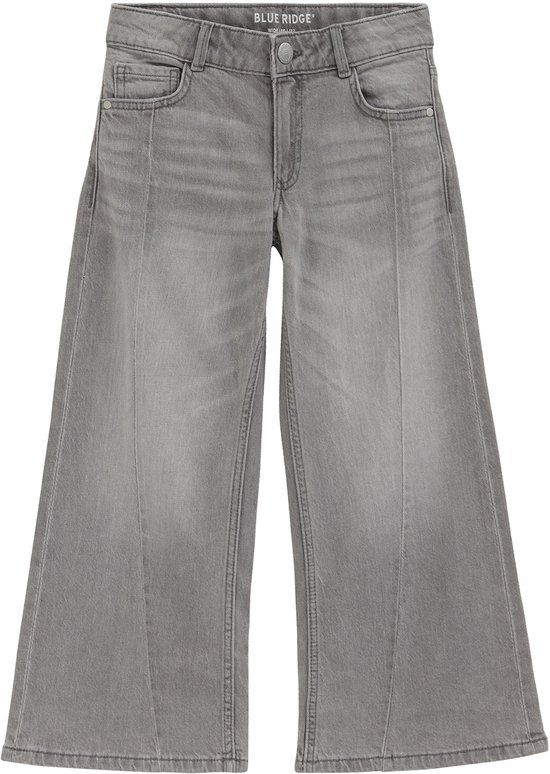 WE Fashion Meisjes wide leg jeans - Lichtgrijs - Katoen - Maat 116