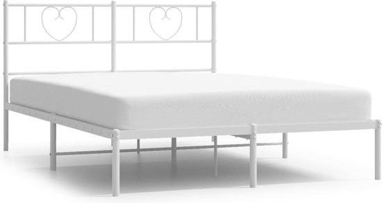 vidaXL Bedframe met hoofdbord metaal wit 140x200 cm