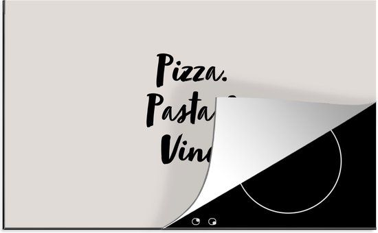 KitchenYeah® Inductie beschermer 85x52 cm - Pizza pasta & vino - Food lover - Spreuken - Quotes - Inductiebeschermer