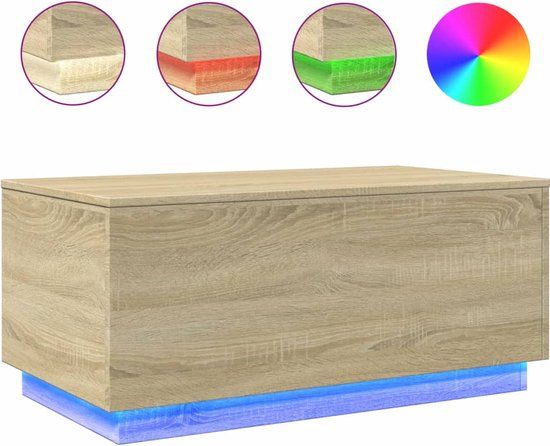 vidaXL Salontafel met LED-verlichting 90x50x40 cm sonoma eikenkleurig