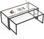 HOMCOM Salontafel Set van 2 Glas Staal Transparant