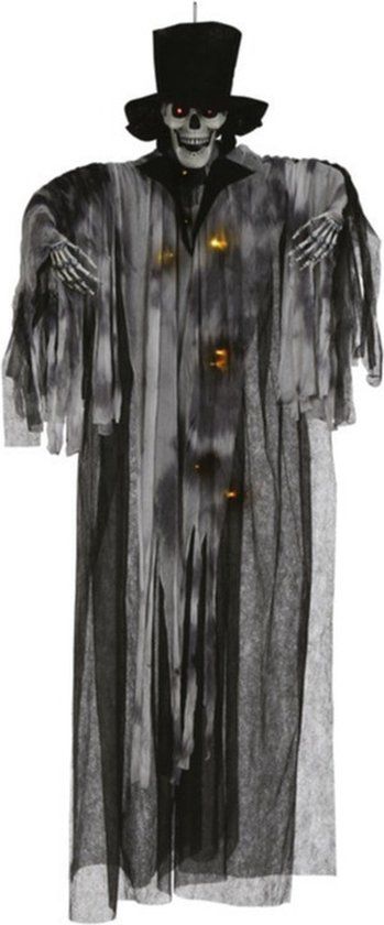 Fiestas Guirca Fiestas Horror Decoratie Skelet Spook Bruidegom Pop - Hangend - Met Licht - 180 cm - Halloween Hangdecoratie