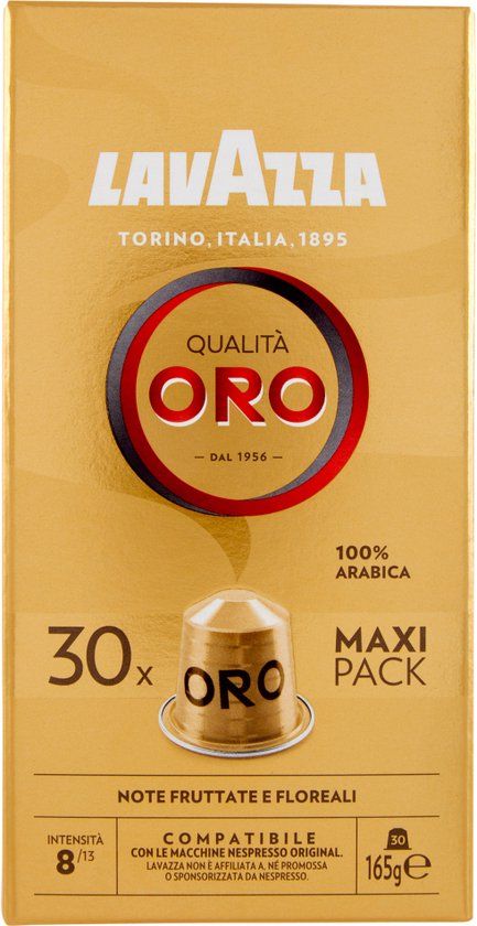 Lavazza Qualità Oro Espresso Koffiecapsules Nespresso 30 stuks 8/13 Krachtig 165g
