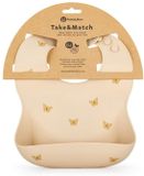 Petite&Mars - Take&Match Serie - Siliconen Slabbetje - Sand Butterflies - Ergonomisch - Met Opvangbakje