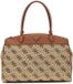 GUESS Audrey Logo Deluxe Dome Tote Cognac Logo bruine schoudertas