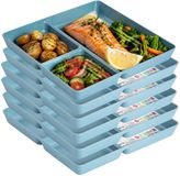 Plasticforte Vakjesborden - 6x stuks - blauw - gourmetbord - 3-vaks - kunststof - 24 x 24 cm